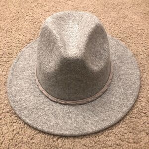 Grey Wide Brim Fedora Hat